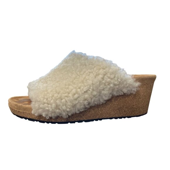Papillio Birkenstock Namica Teddy Wedge Slides Shearling Womens Size 41 / US 10 - Picture 4 of 9